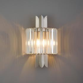 Lola Satin Nickel Crystal Wall Lights Diyas Flush Crystal Wall Lights